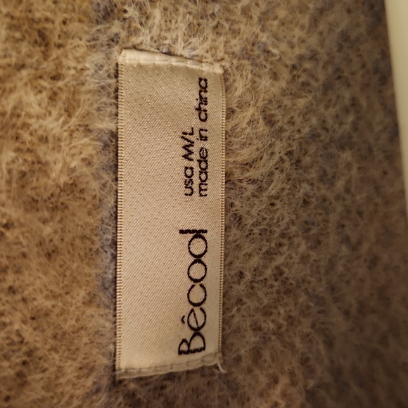 Becool taupe plaid fuzzy cardigan m/l - Picture 5 of 5